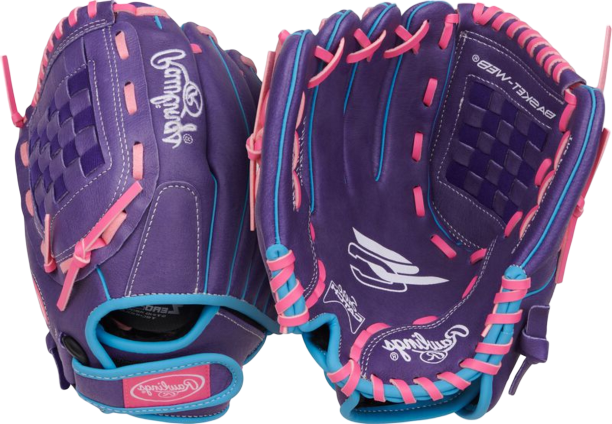 Rawlings Sure Catch Softball 11" Youth Glove Purple/Pink/Columbia Blue LHT
