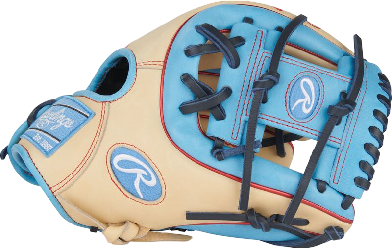 Rawlings Heart of the Hide 11.5" Infield Glove Tan/Colombia Blue/Red RHT