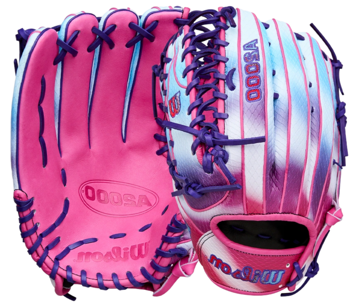 Wilson A2000 OT7SS 12.75&rdquo; Outfield Glove Pink/Purple/Blue/Cloud LHT