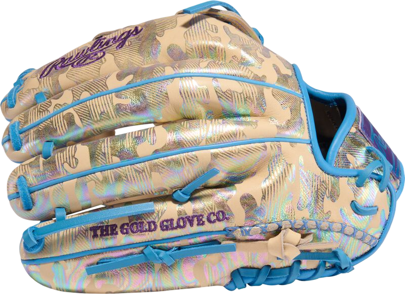 Rawlings Heart of the Hide 12.25" Outfield Glove Camel/Columbia Blue/Metallic Camo