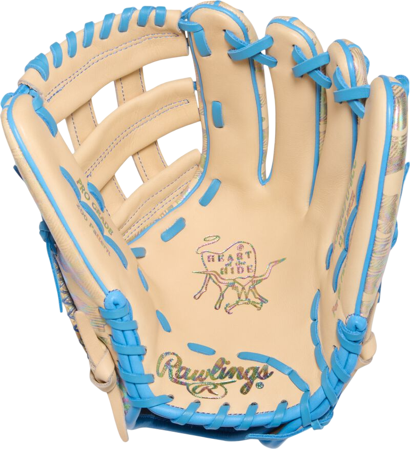 Rawlings Heart of the Hide 12.25" Outfield Glove Camel/Columbia Blue/Metallic Camo