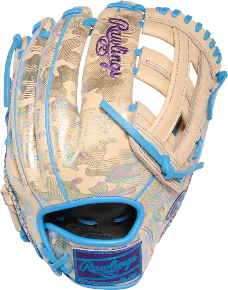 Rawlings Heart of the Hide 12.25" Outfield Glove Camel/Columbia Blue/Metallic Camo