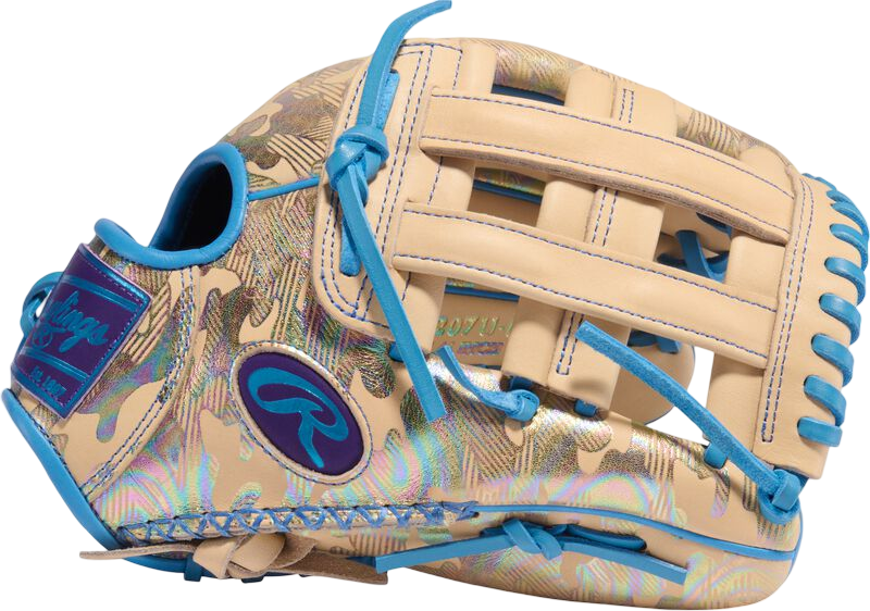 Rawlings Heart of the Hide 12.25" Outfield Glove Camel/Columbia Blue/Metallic Camo