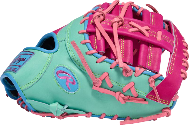 Rawlings Heart Of The Hide 13" First Base Glove Mint/Hot Pink/Pink/Columbia Blue