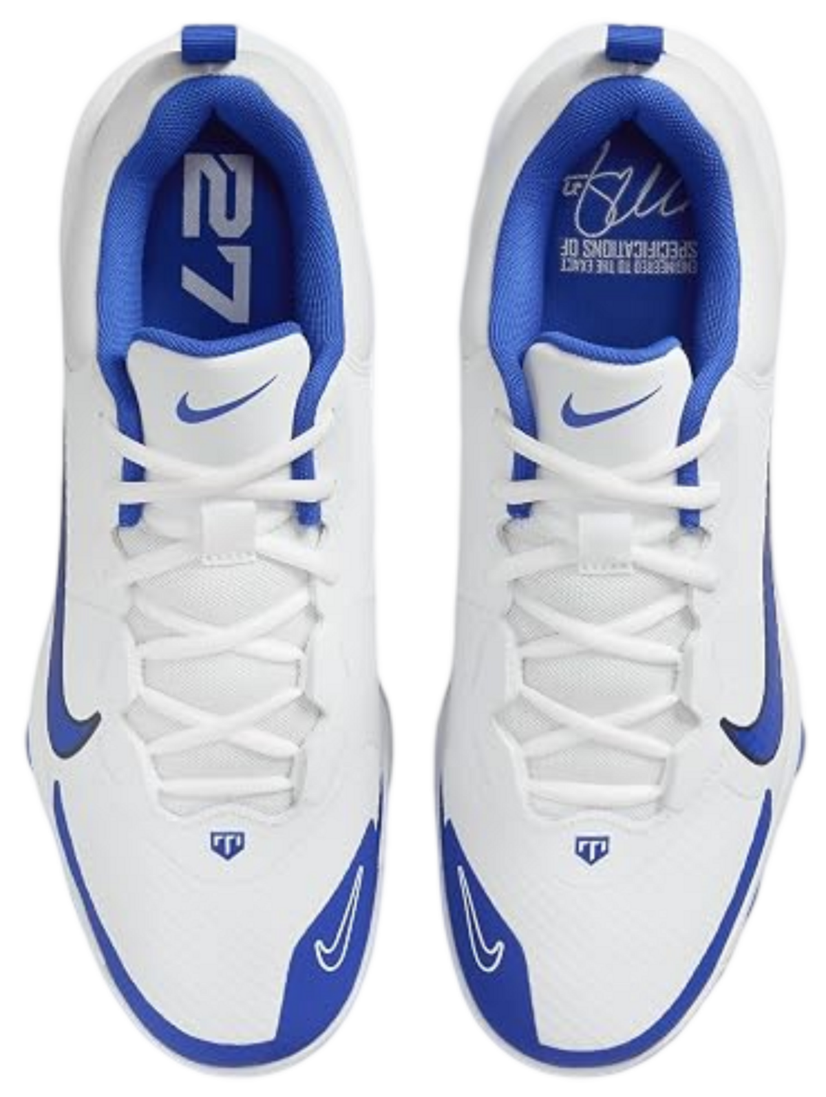 Nike Trout 9 Pro White/Royal Low Rubber Cleats