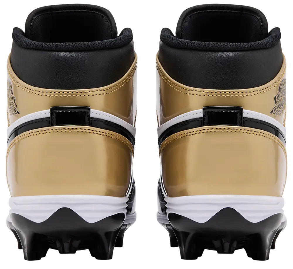 Nike Air Jordan 1 Metallic Gold/White/Black High Rubber Cleats