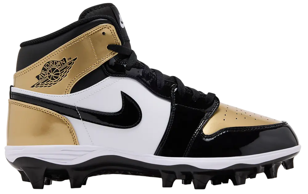 Nike Air Jordan 1 Metallic Gold/White/Black High Rubber Cleats