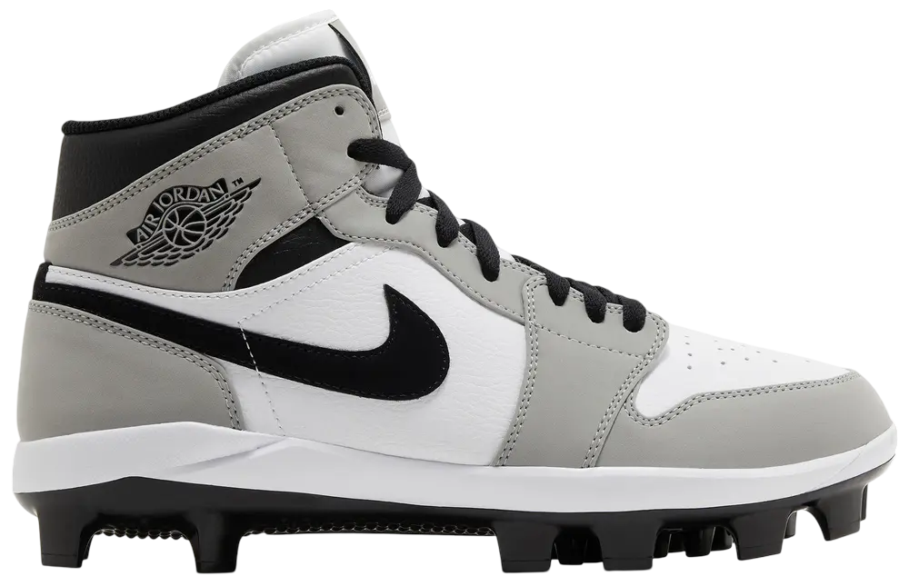 Nike Air Jordan 1 Light Smoke Grey/White/Black High Rubber Cleats