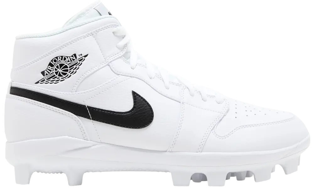 Nike Air Jordan 1 White/Black High Rubber Cleats