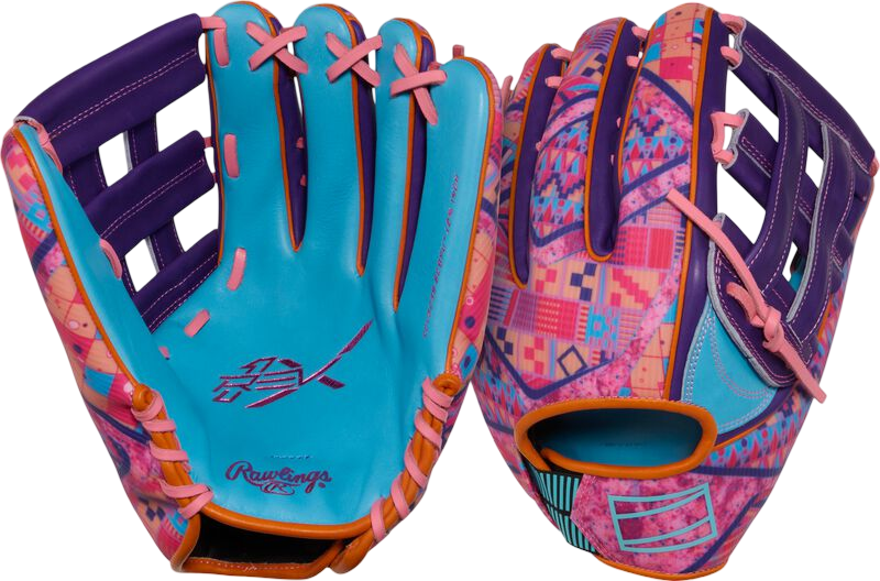 Rawlings REV1X 12.75" Outfield Glove Columbia Blue/Purple/Pink RHT