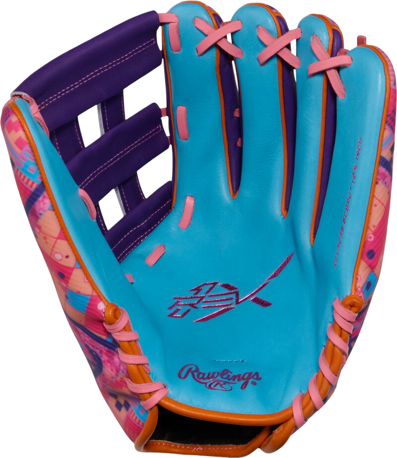 Rawlings REV1X 12.75" Outfield Glove Columbia Blue/Purple/Pink RHT