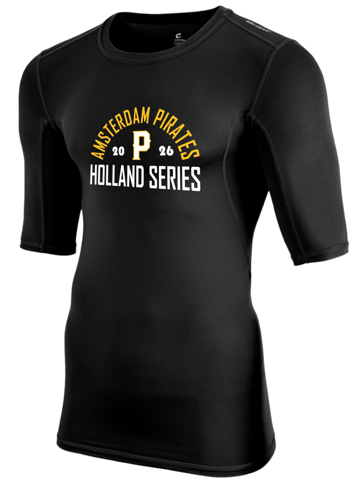 Short Sleeve Compression Shirt Amsterdam Pirates 2026 Black Hoofdklasse Holland Series