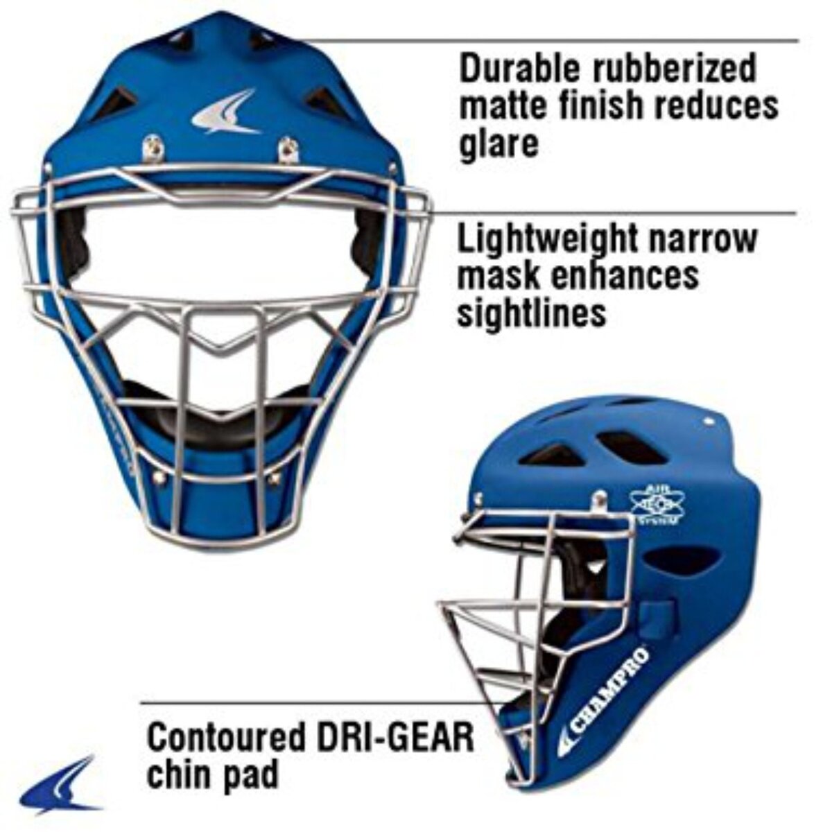 Champro Pro-Plus Matte Rubberized Catcher Helmet Adult Navy