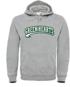 Green Hearts Hoodie Grey