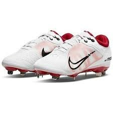 Nike Hyperdiamond 4 White/Scarlet Metal Cleats