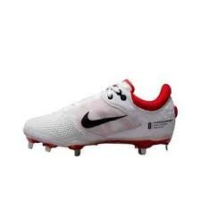 Nike Hyperdiamond 4 White/Scarlet Metal Cleats