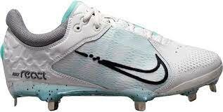 Nike Hyperdiamond 4 White/Teal Metal Cleats