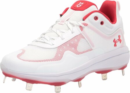 Under Armour Glyde MT White/Scarlet Metal Cleats