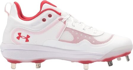 Under Armour Glyde MT White/Scarlet Metal Cleats