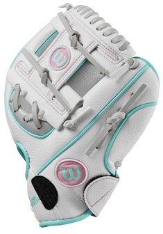 Wilson A200 10&quot; Youth Glove Silver/White/Teal RHT