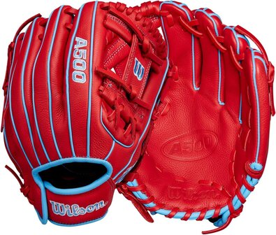 Wilson A500 11.5&quot; Infield Glove Red/Baby Blue RHT
