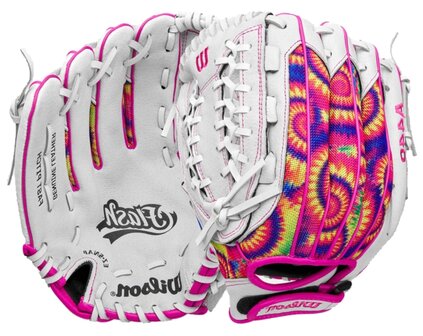 Wilson A440 12&quot; Youth Outfield Glove White/Pink/Tie-Dye LHT