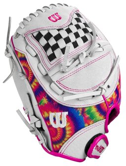Wilson A440 11.5&quot; Youth Infield Glove White/Pink/Tie-Dye LHT
