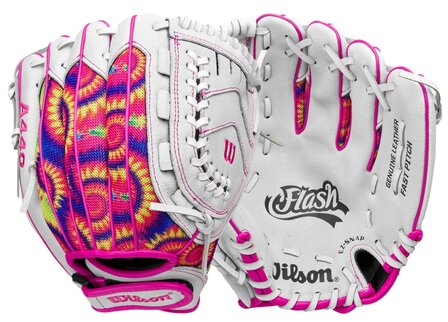 Wilson A440 11&quot; Youth Infield Glove White/Pink/Tie-Dye RHT
