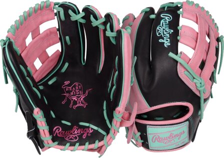 Rawlings Heart of the Hide 12.25&quot; Outfield Glove Black/Pink/Mint RHT