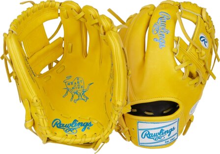 Rawlings Heart of the Hide 11.5&quot; Infield Glove Yellow/Blue RHT