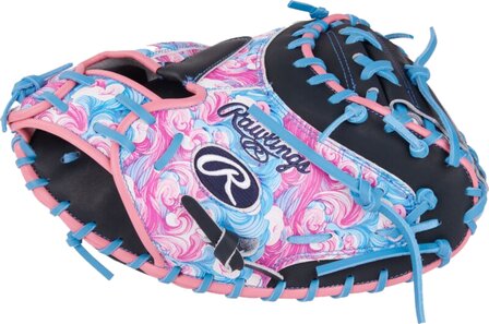 Rawlings Heart of the Hide 34&quot; Catcher Glove Black/Blue/Pink Waves RHT