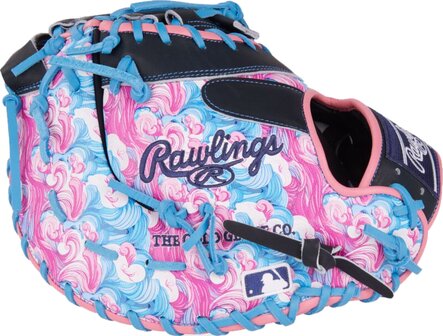 Rawlings Heart Of The Hide 13&quot; First Base Glove Black/Blue/Pink Waves RHT