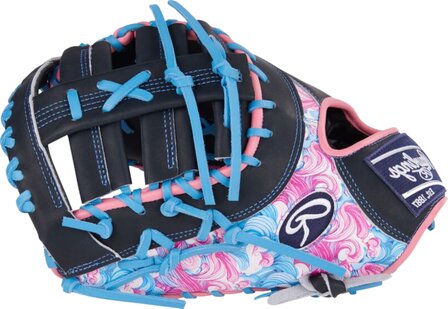 Rawlings Heart Of The Hide 13&quot; First Base Glove Black/Blue/Pink Waves LHT