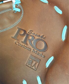 SSK Pro Custom 33.5&quot; Catcher Glove Chocolate/Colombia Blue RHT