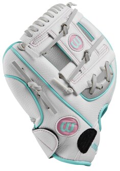 Wilson A200 10&quot; Youth Glove Silver/White/Teal LHT