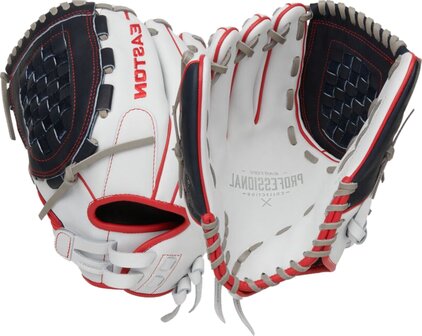Easton Professional Collection Softball Color Splash 12.5&quot; All-Round Glove White/Navy/Red LHT