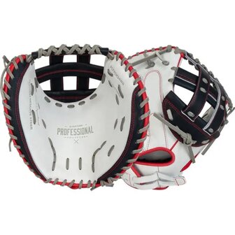 Easton Professional Collection Softball Color Splash 34&quot; Catcher Glove White/Navy/Red RHT