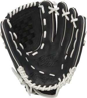 Rawlings Shut Out Softball 11.5&quot; Infield/Pitcher Glove Black/White RHT