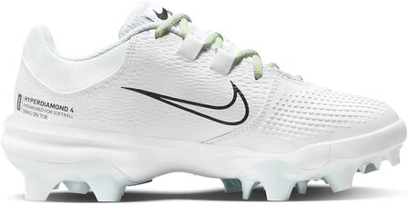 Nike Hyperdiamond 4 Pro White/Volt Low Rubber Cleats