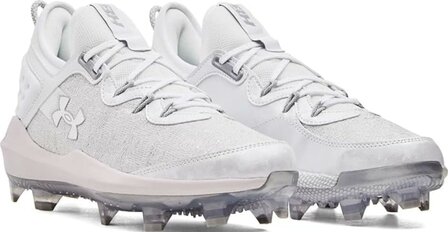 Under Armour Harper 8 Elite White/Silver High Rubber Cleats