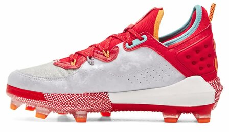 Under Armour Harper 8 Elite Scarlet/Silver High Rubber Cleats
