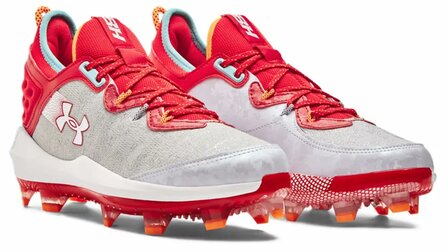 Under Armour Harper 8 Elite Scarlet/Silver High Rubber Cleats