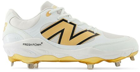 New Balance L3000GS7 White/Gold Metal Cleats