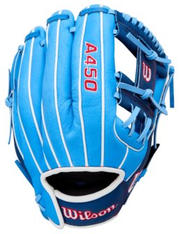 Wilson A450 11.5" Youth Infield Glove Baby Blue/Navy RHT