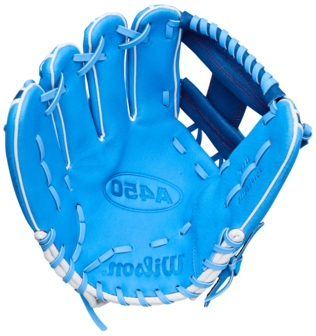 Wilson A450 11.5" Youth Infield Glove Baby Blue/Navy LHT