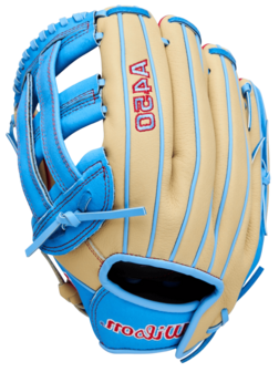 Wilson A450 12" Youth Outfield Glove Tan/Baby Blue/Red LHT