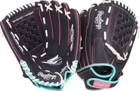Rawlings Sure Catch Softball 12" Youth Glove Black/Mint/Pink RHT
