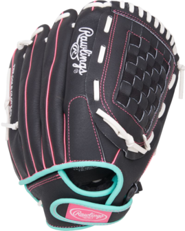 Rawlings Sure Catch Softball 12.5" Youth Glove Black/Mint/Pink RHT
