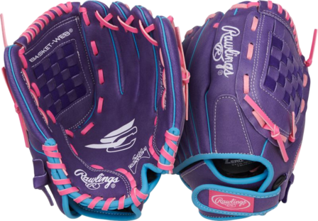 Rawlings Sure Catch Softball 11.5" Youth Glove Purple/Pink/Columbia Blue RHT