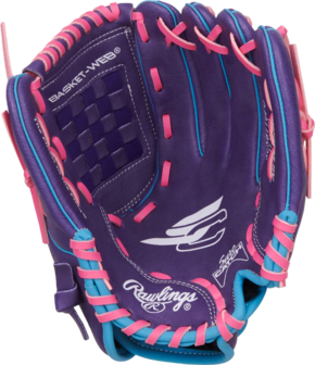 Rawlings Sure Catch Softball 11.5" Youth Glove Purple/Pink/Columbia Blue RHT